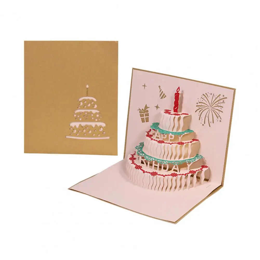 Beautiful Paper Art Greeting Card Portable Happy Birthday Card Foldable Festival Greeting Card Postcard for Friends